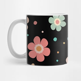 Cute Multicolour Flower Pattern On Black Mug